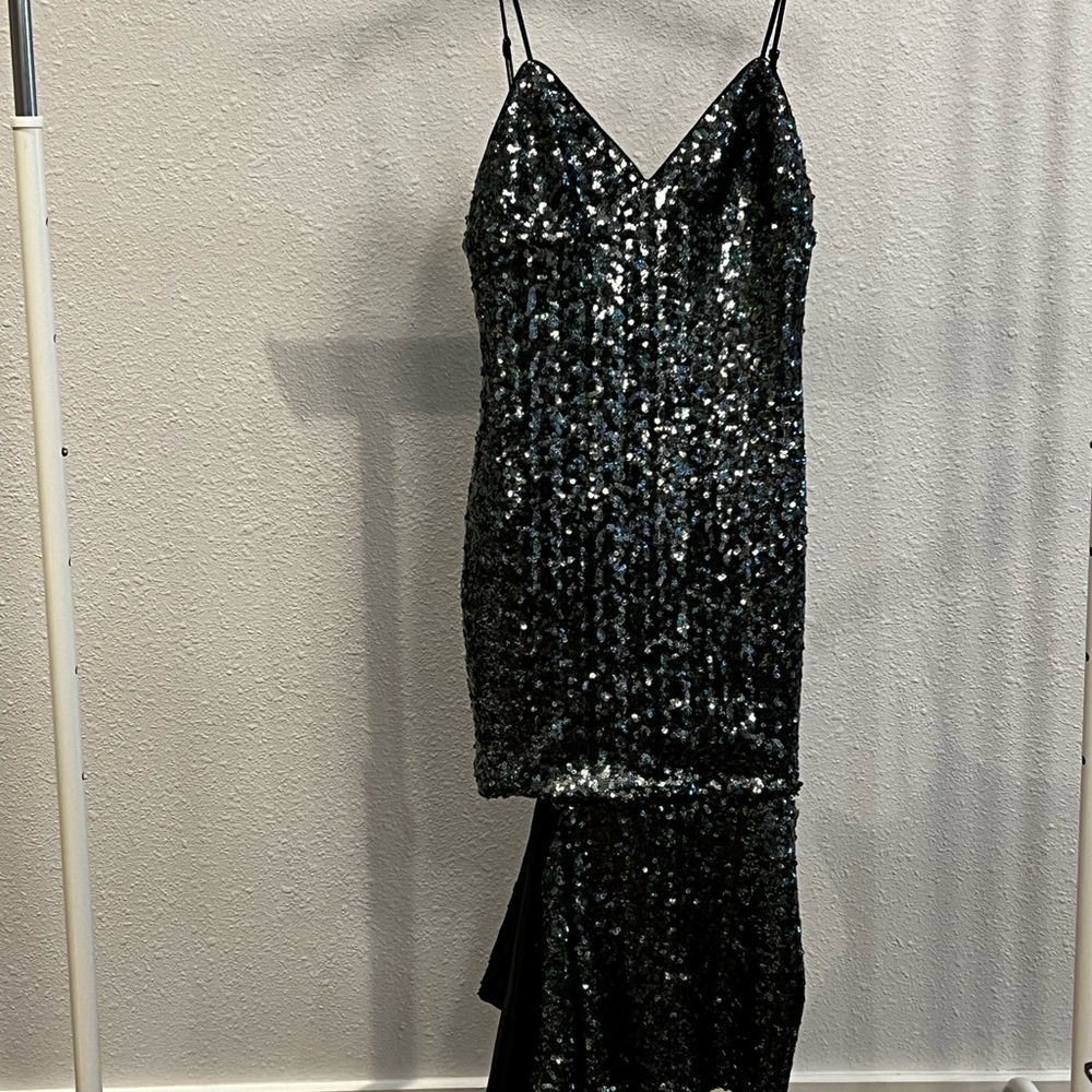 Milly Black Sequin Backless Dress